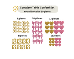 Complete set of 13 confetti with bow pieces for Bat Mitzvah or birthday party