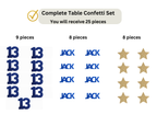 Complete set of 13th birthday confetti pieces including number and birthday designs