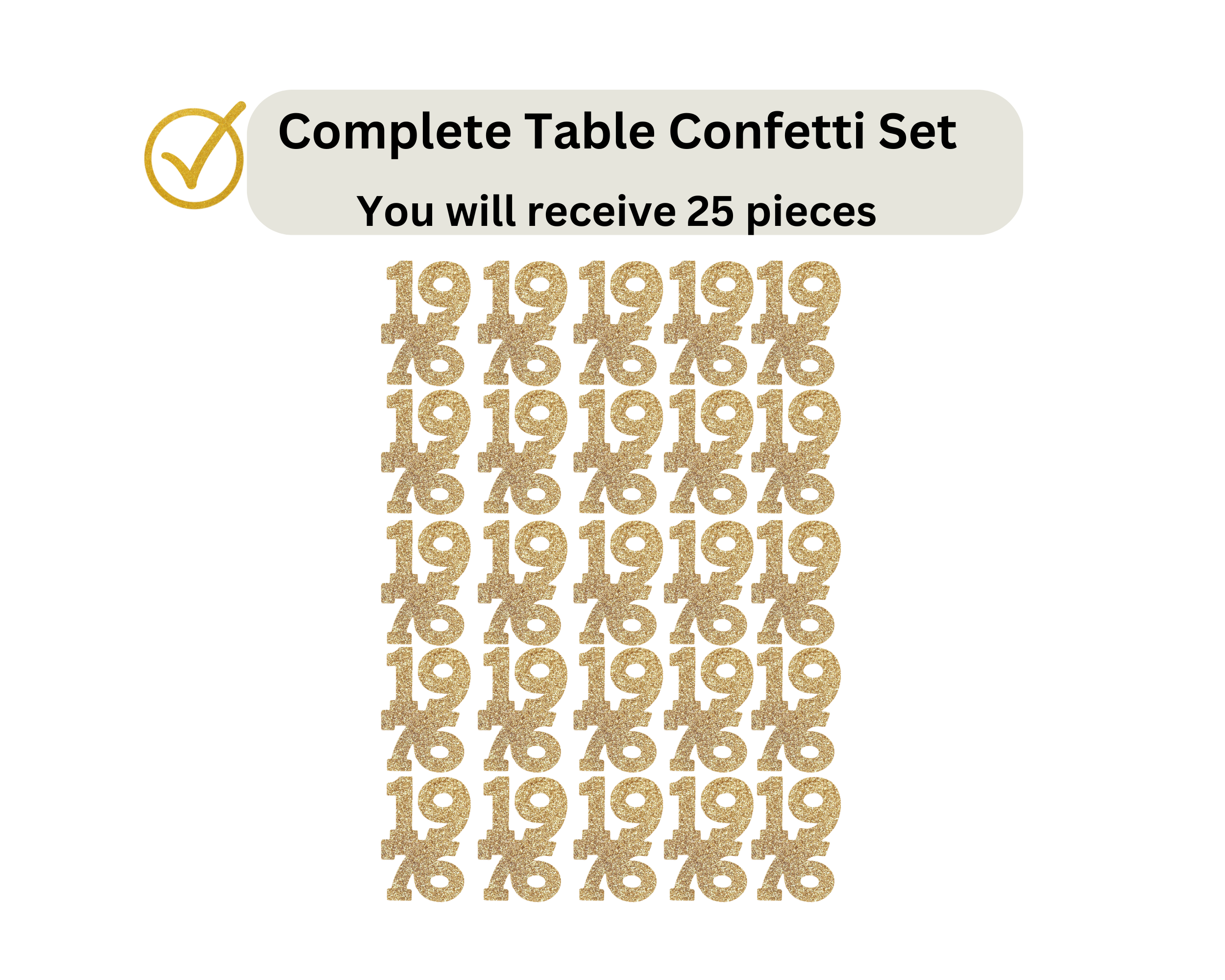 Complete set of 1976 class reunion confetti pieces for party table decor