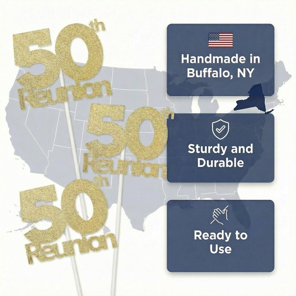 Class reunion map themed centerpiece stick design for 50th anniversary celebration