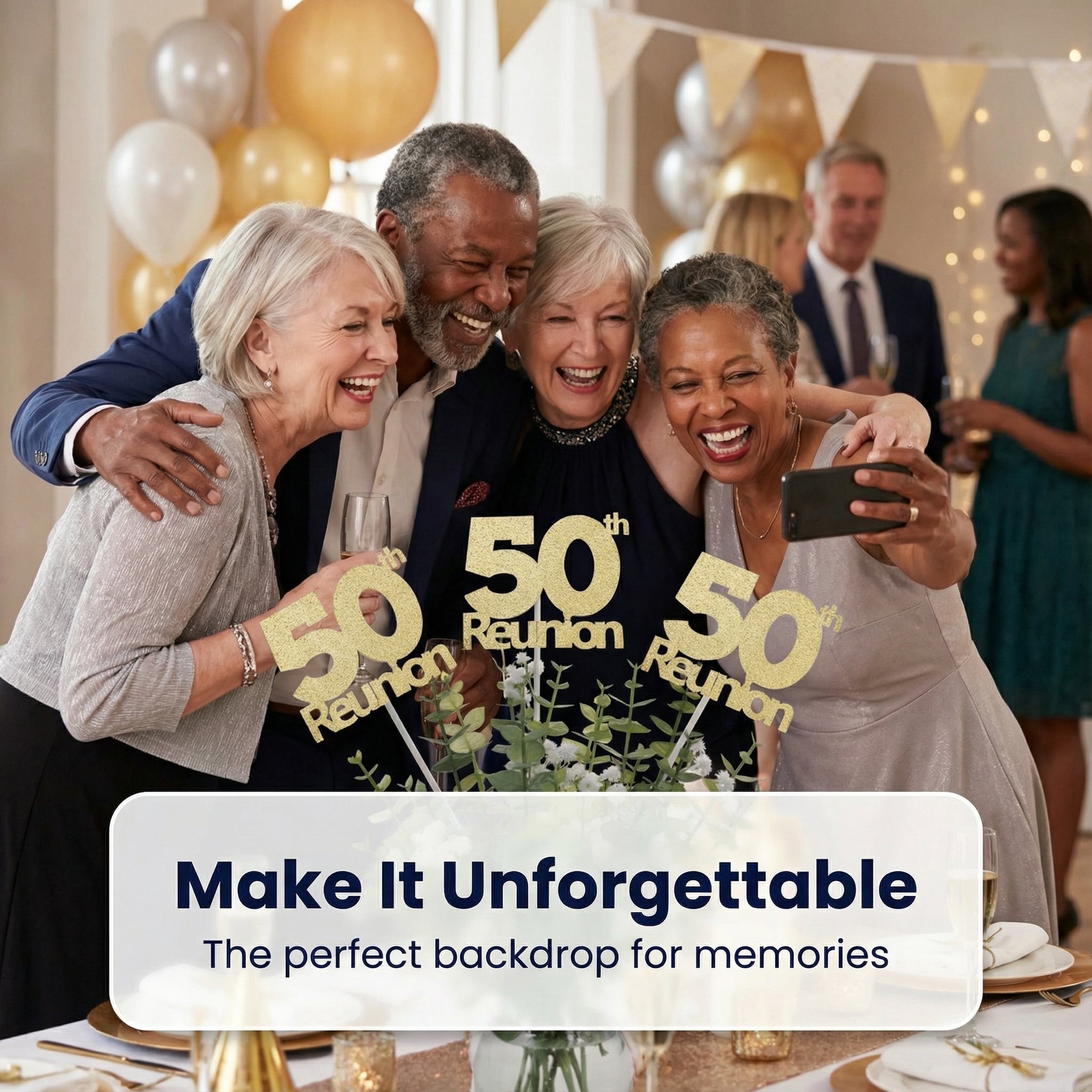 50th class reunion centerpiece sticks celebrating memories and friendships