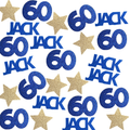 60th birthday confetti scattered on party table for sixty birthday celebration decor