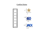 60th birthday confetti sizing guide showing different confetti piece sizes