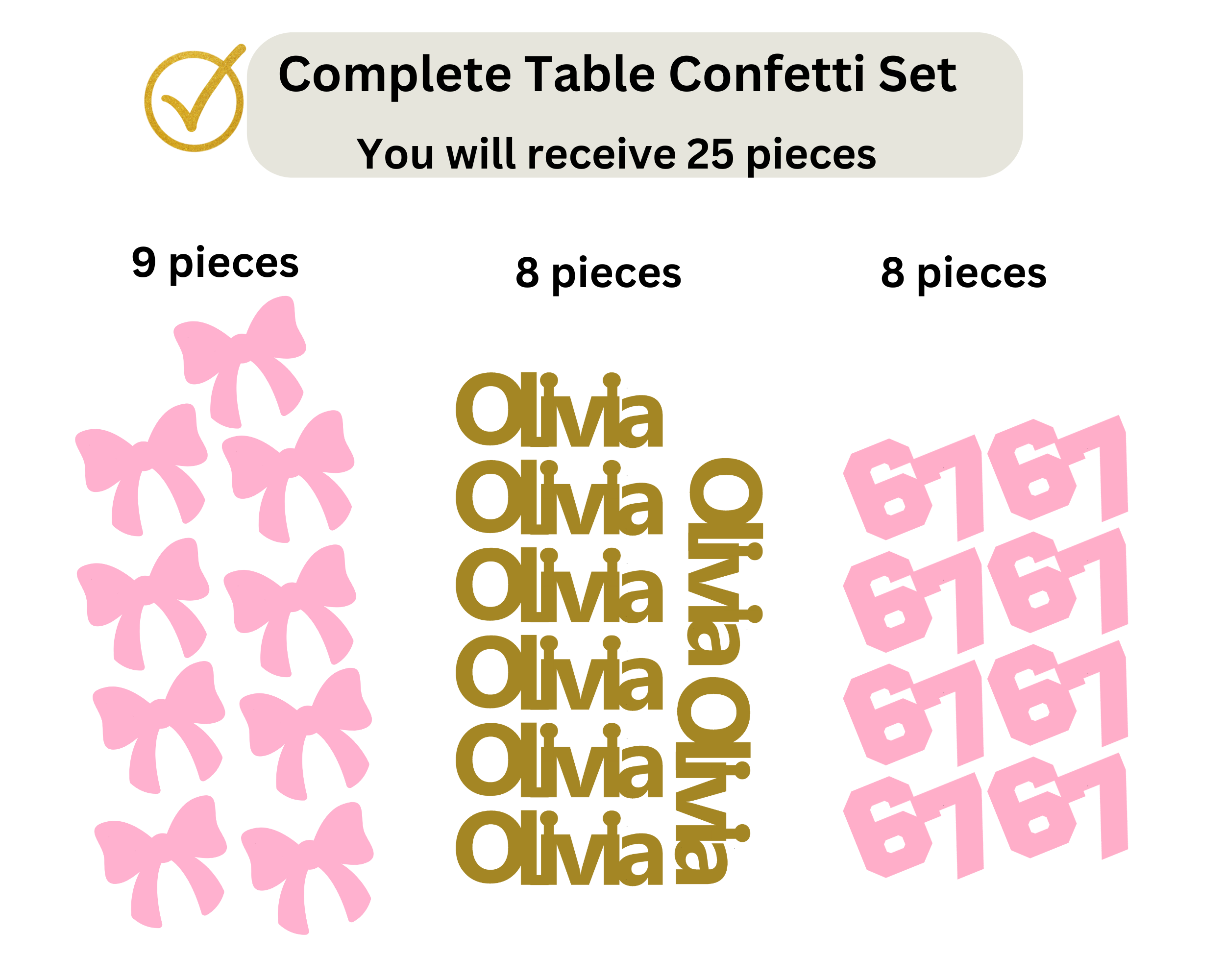 Complete set of I Was 6 Now I'm 7 confetti pieces for 7th birthday party