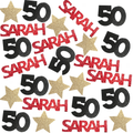 Personalized 50th birthday confetti with custom name for fifty birthday party table decor