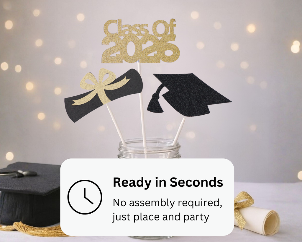 Graduation centerpiece sticks ready to use in seconds for party setup