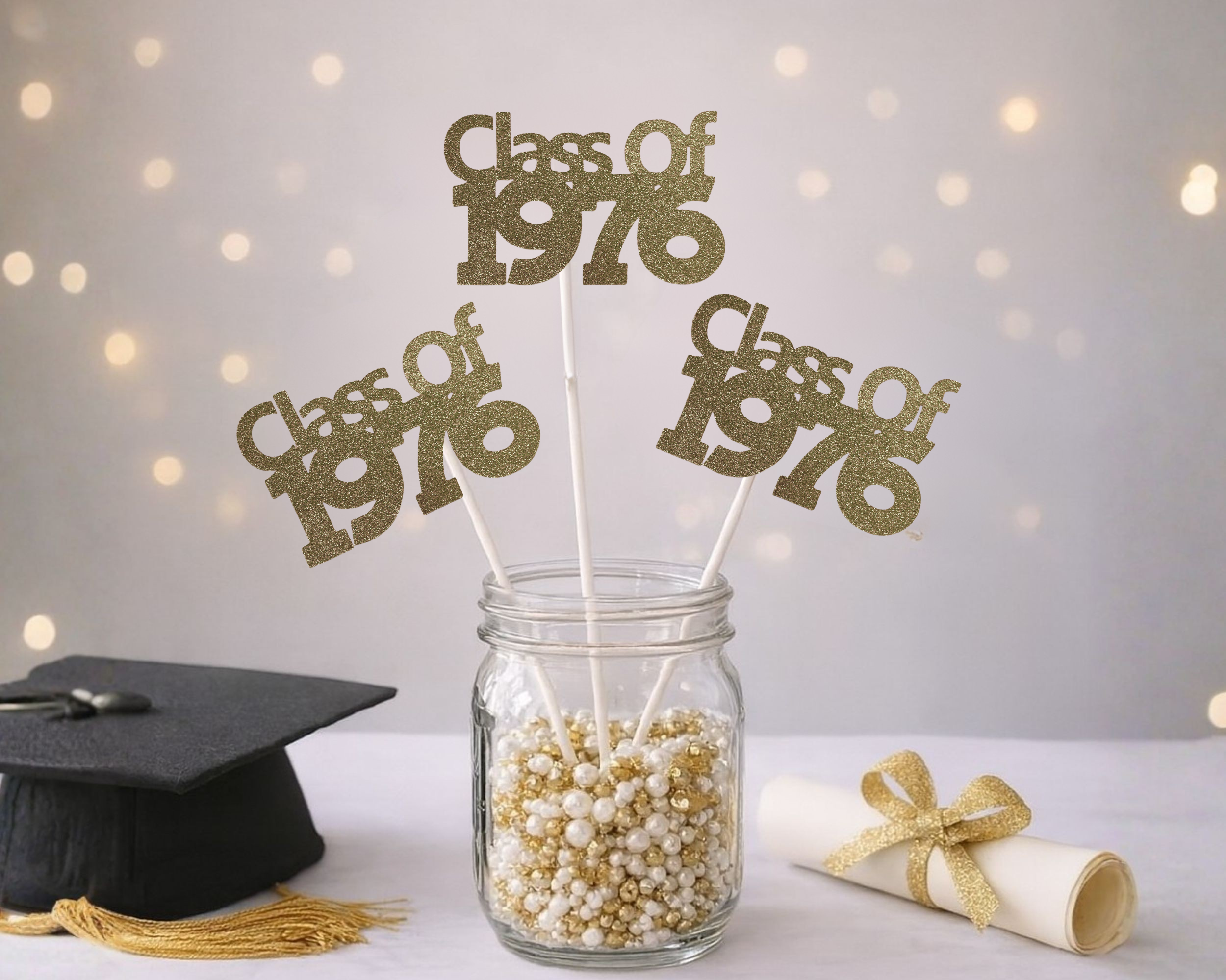 Class of 1976 centerpiece sticks for class reunion party table display decor