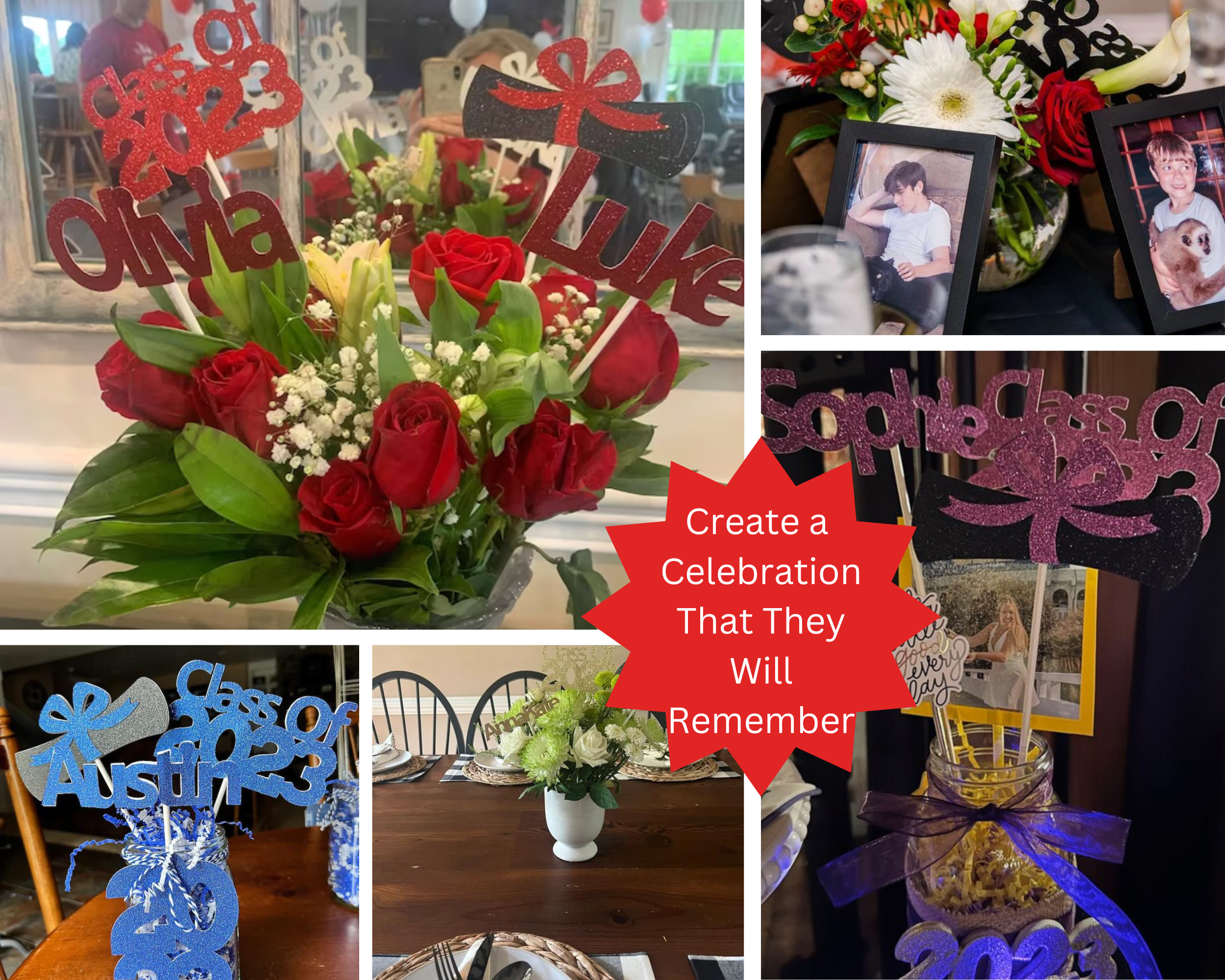 Customer social proof photo of personalized graduation centerpiece stick from ZeeBestCelebrations